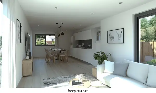 Modern Open-Plan Living Area Illustration