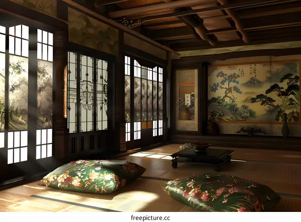 Japanese Style Room Interior Design With Traditional Decorations