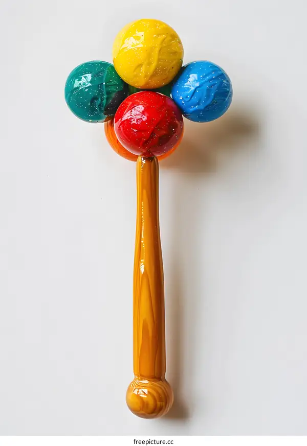 Colorful wooden toy rattle