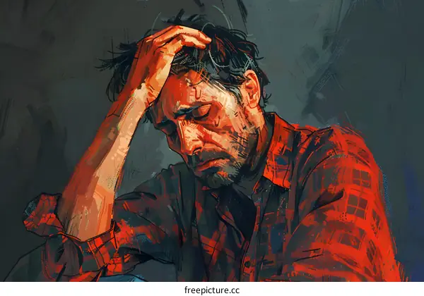 A man is holding his head in his hands, looking very upset