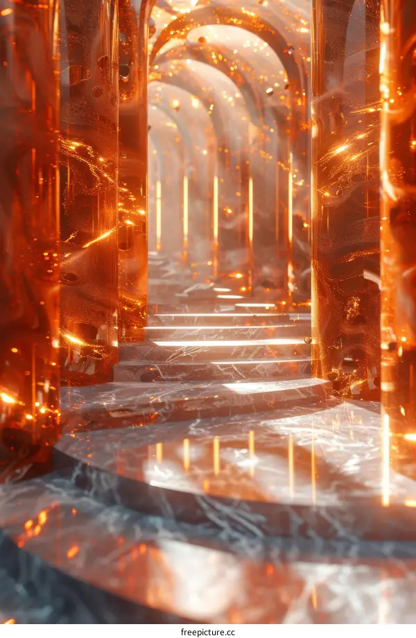 Abstract Futuristic Marble Stairway Corridor