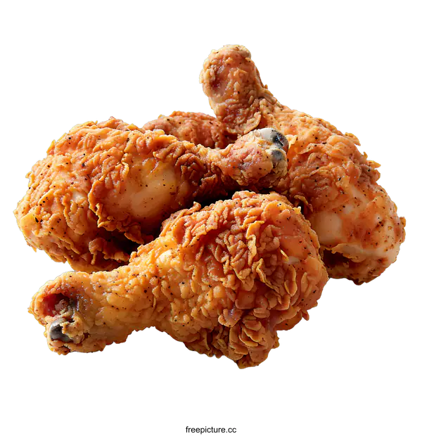 [Transparent Background PNG]Crispy Fried Chicken Drumsticks on White Background