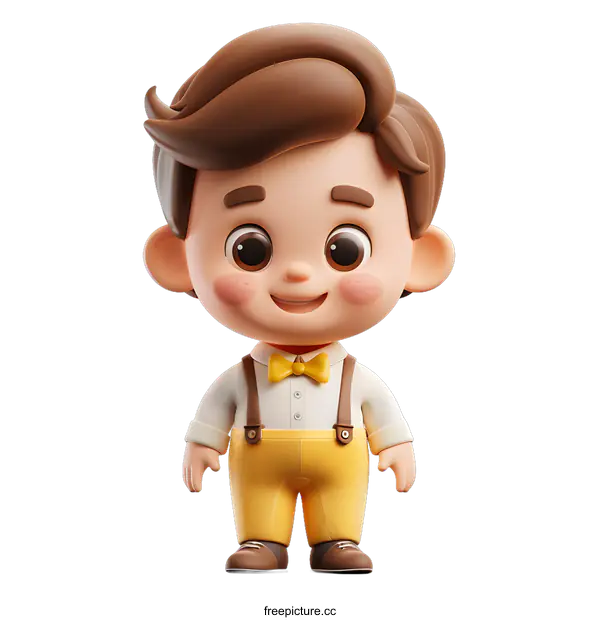 [Transparent Background PNG]Smiling Cartoon Boy in Suspenders