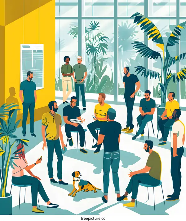 Group of People Meeting In A Room With Plants