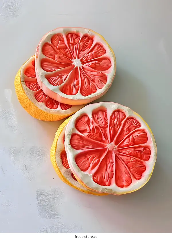 Close Up View of Sliced Grapefruit