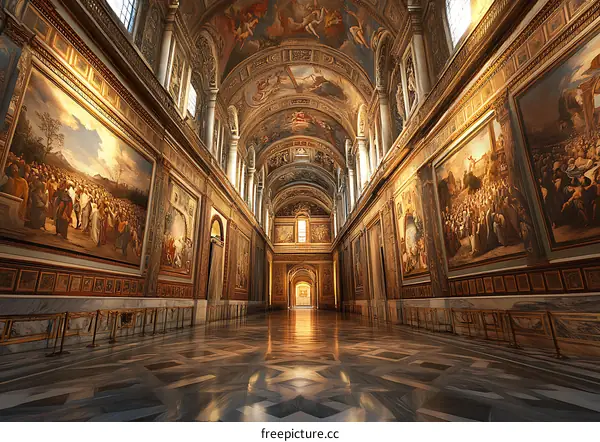 Interior of the Royal Palace Chapel with Paintings on the Walls