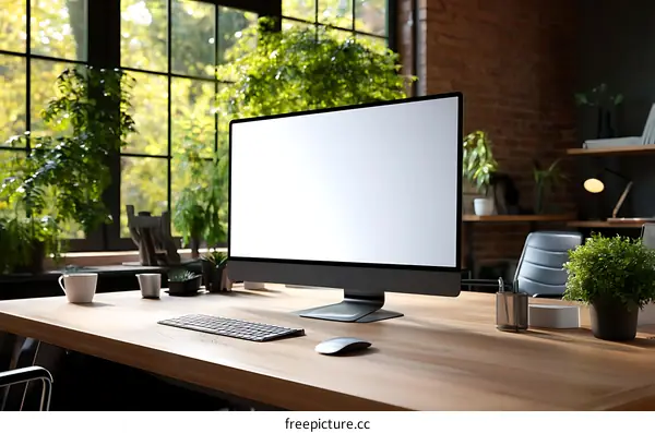 Modern Home Office Workspace with Computer