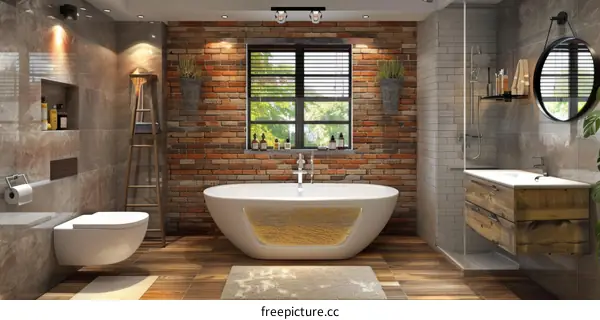 Modern Industrial Style Bathroom Interior Design