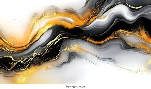 Abstract Flowing Art with Gold Splatter