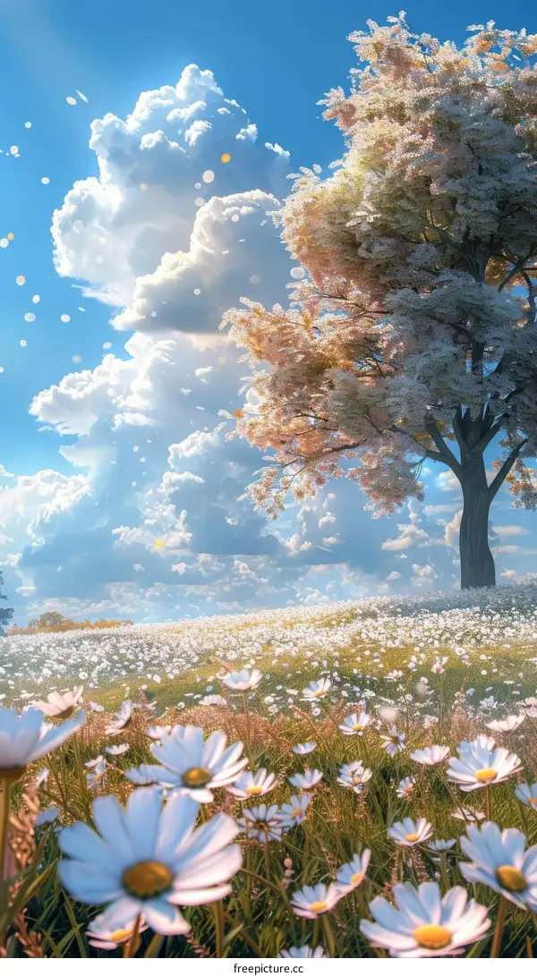 White Blooms on a Hillside