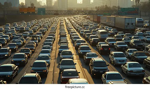 Los Angeles freeway traffic jam