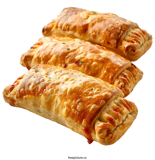[Transparent Background PNG]Three baked sausage rolls