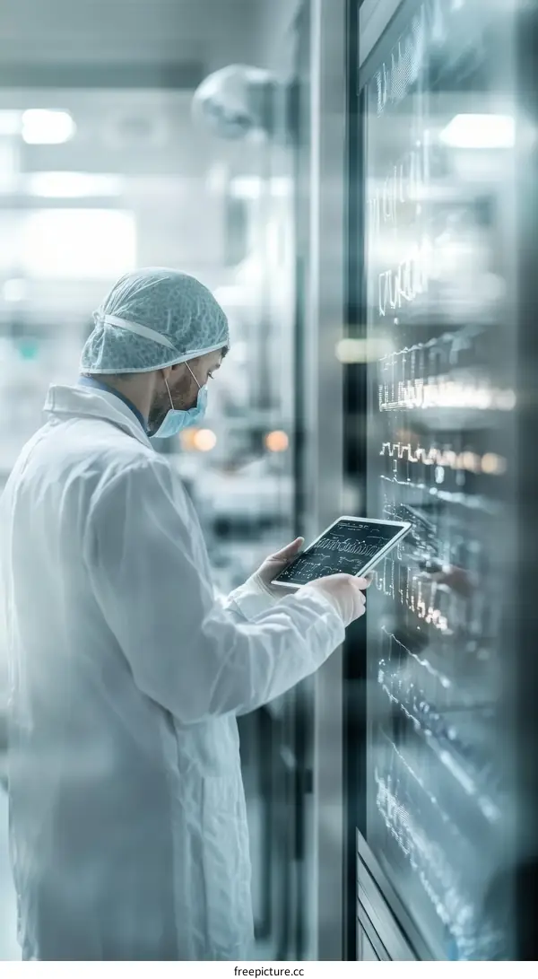 Medical Professional Checking Data in a Laboratory