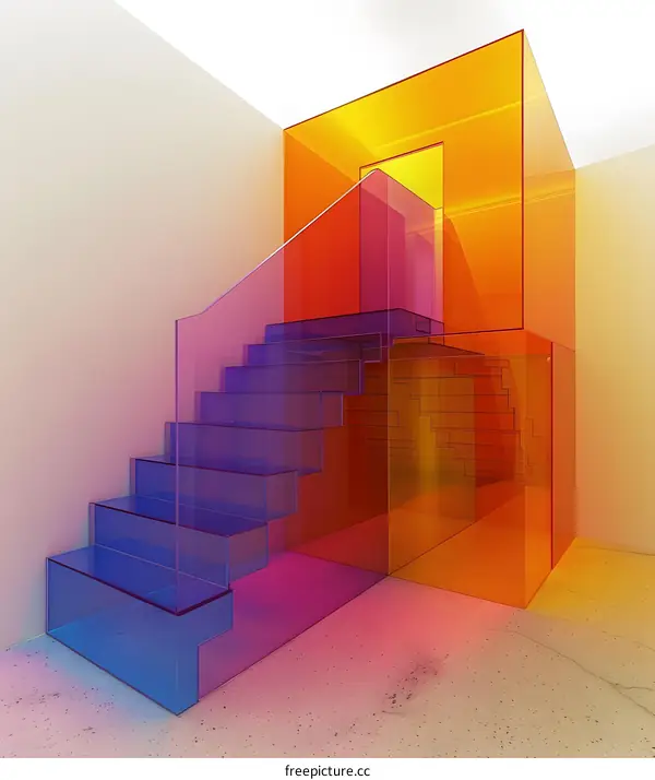 Colorful 3D rendering of a staircase