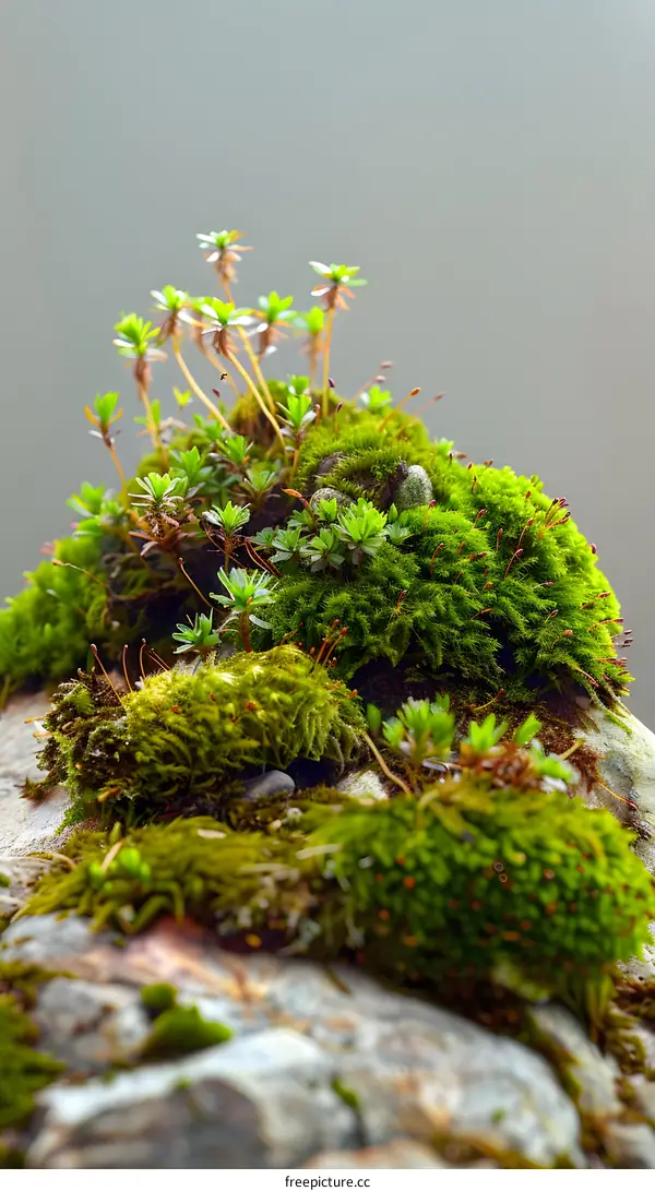 Close Up of Green Moss Growing on a Stone
