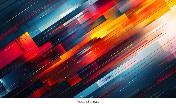 Colorful geometric shapes with a blue background