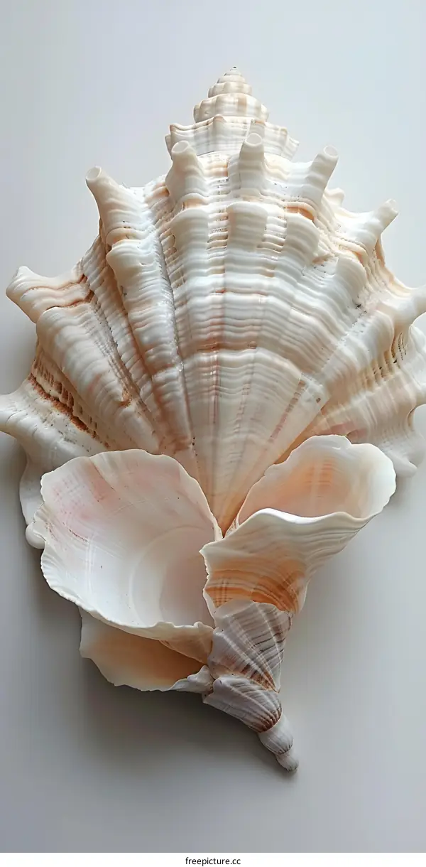 Close Up of a Large White and Brown Seashell