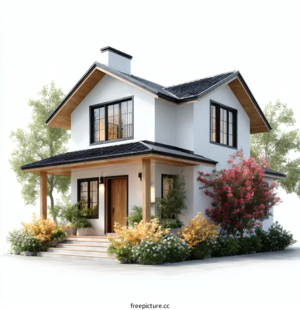 Modern Farmhouse Exterior Design Illustration