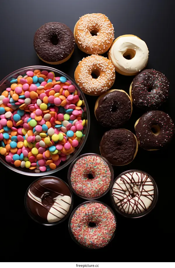 Assorted Donuts with Colorful Sprinkles