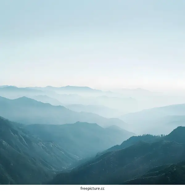 Layers of Blue Mountains with Mist