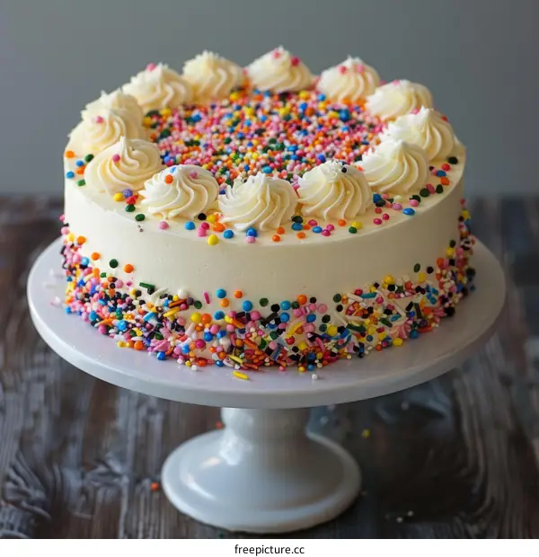Vanilla Cake with Rainbow Sprinkles