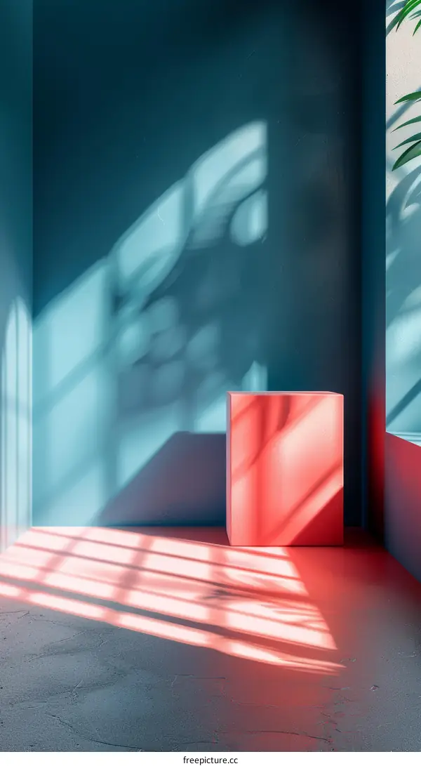 Stylish Interior Studio Displaying a Coral-Colored Block