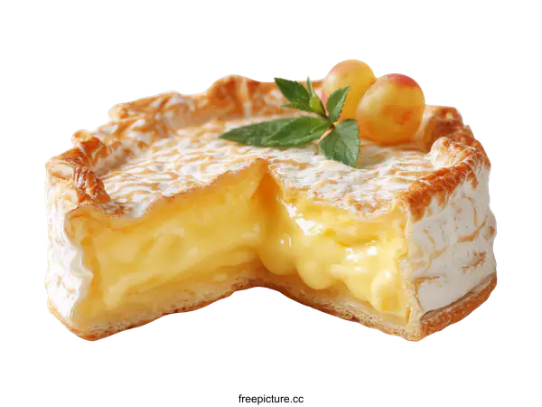 [Transparent Background PNG]Delicious Round Camembert Cheese with Grapes