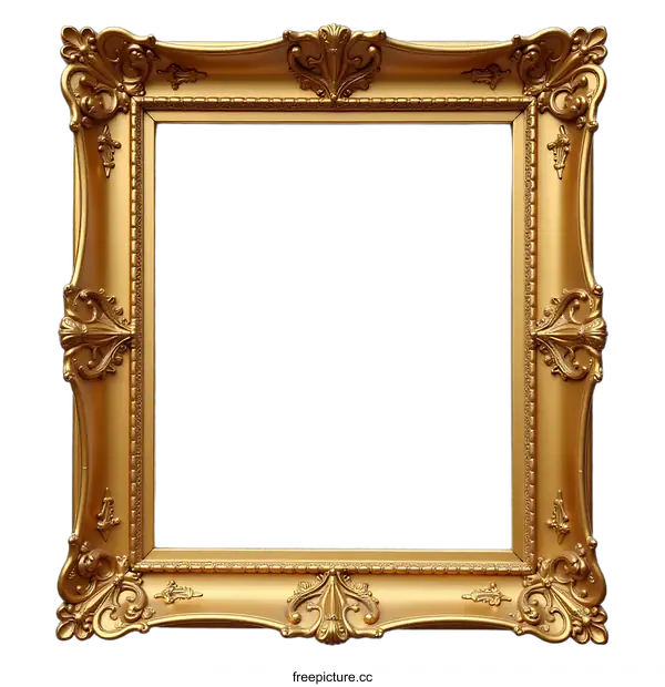 [Transparent Background PNG]Ornate Gold Picture Frame