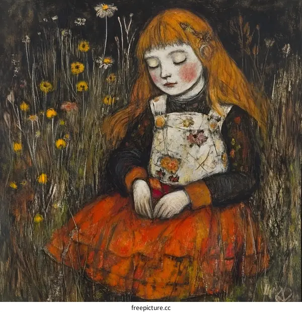 Girl in a Field of Flowers