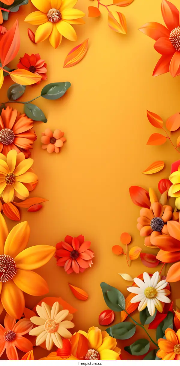 Orange and Yellow Flower Bouquet on Yellow Background