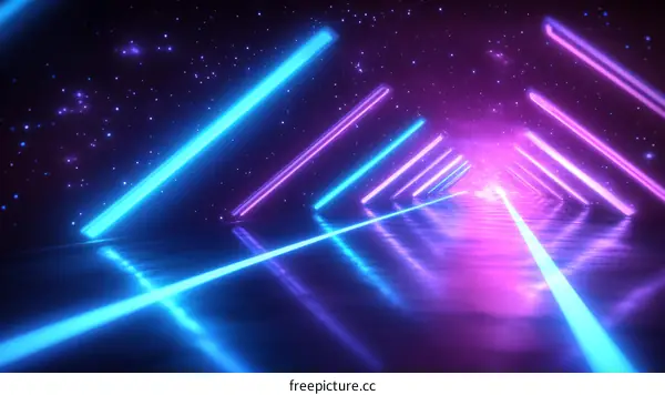 Neon Lights Tunnel 80s Retro Futuristic