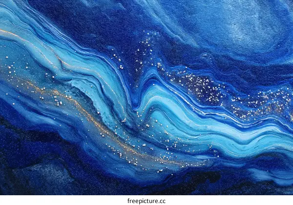 Abstract Blue and Gold Fluid Art