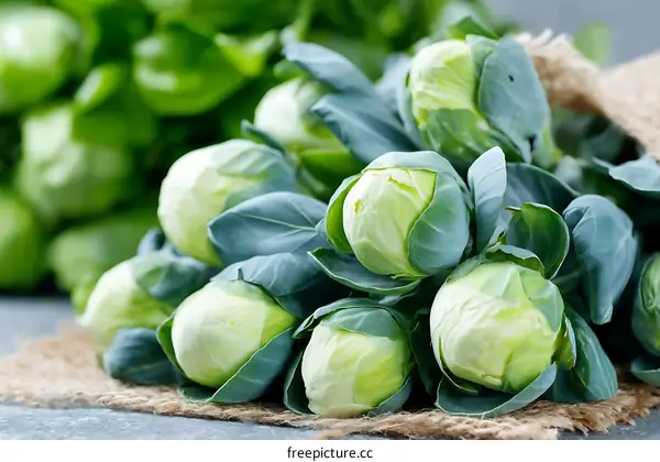 Fresh Brussels Sprouts Bouquet Close Up