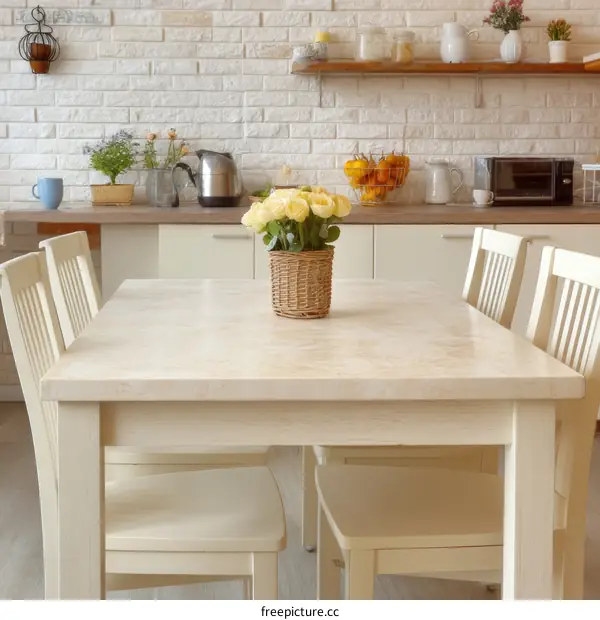 Cozy Dining Table in a Modern Kitchen