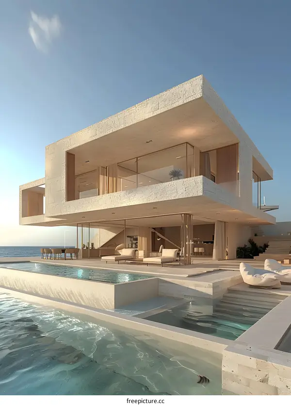 Modern Minimalist Architecture House Near Ocean