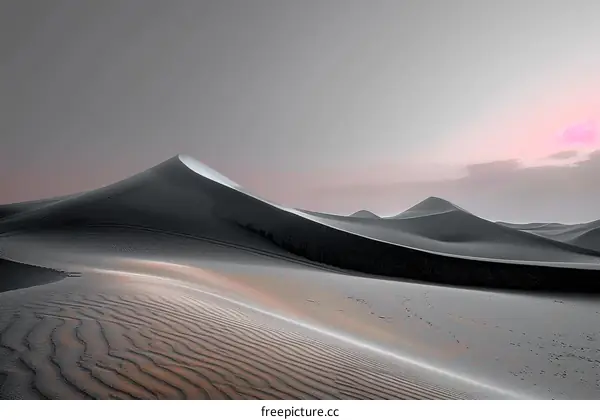 Black and white sand dunes under sunset
