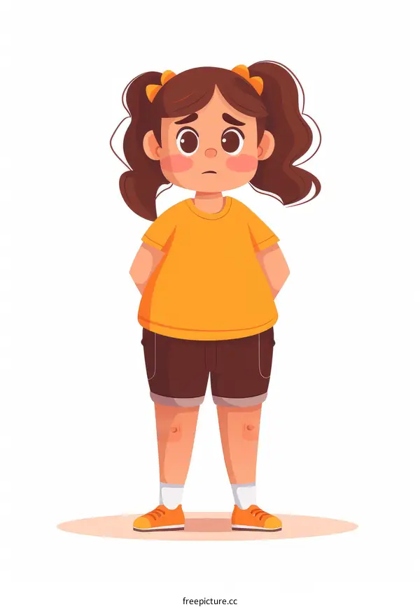 Illustration of a sad overweight girl