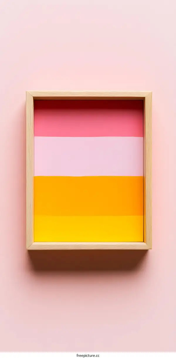 Framed Abstract Colorful Stripes Art in Pink