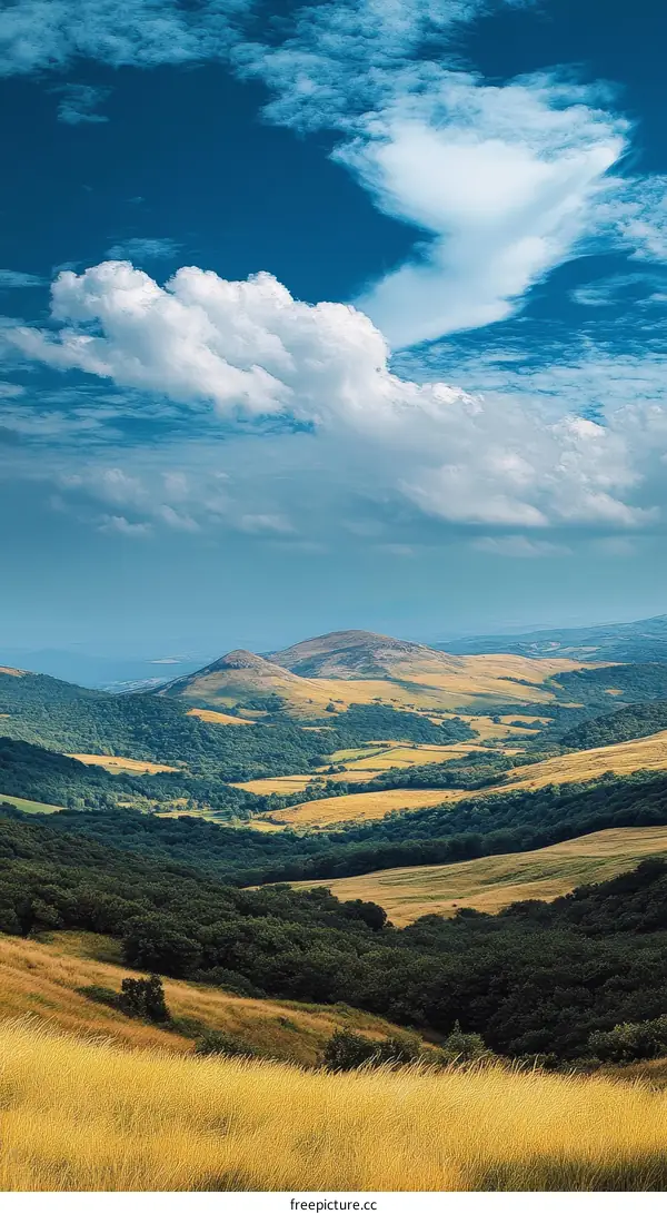 Scenic Mountain Valley Under a Blue Sky