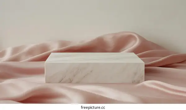Elegant Marble Display Platform on a Soft Satin Background