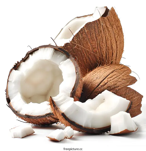 Cracked Open Coconut Pieces
