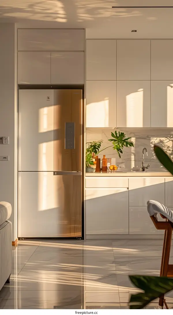 Bright and Airy Kitchen With Plants and White Cabinets