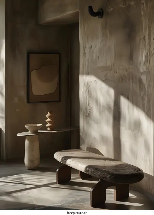 Modern Stone Bench and Table Interior Design