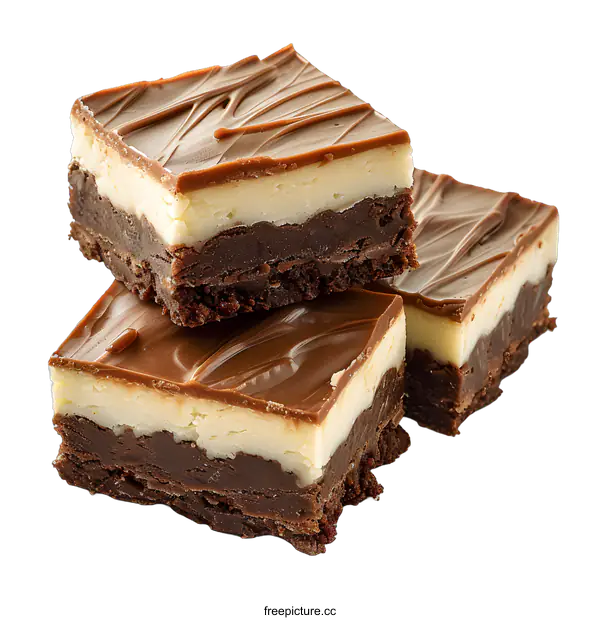 [Transparent Background PNG]Three chocolate brownies with white cream filling