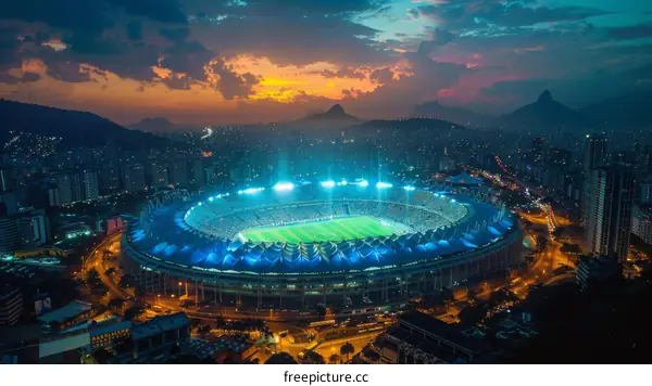 Aerial view of Maracana Stadium in Rio de Janeiro, Brazil