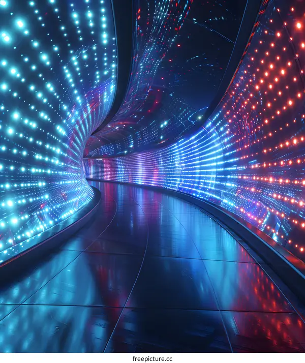 Blue and red glowing tunnel