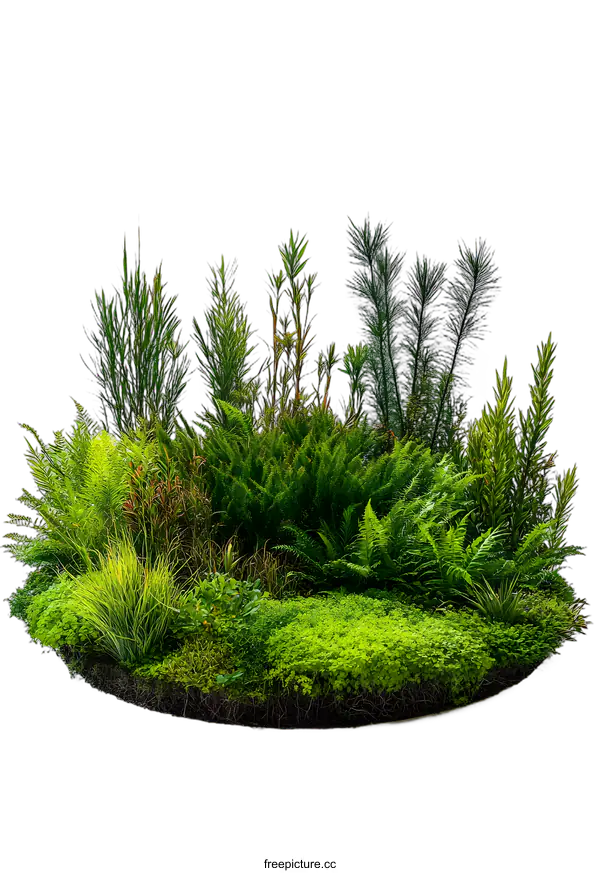 [Transparent Background PNG]Green Plants in a Circle on a White Background