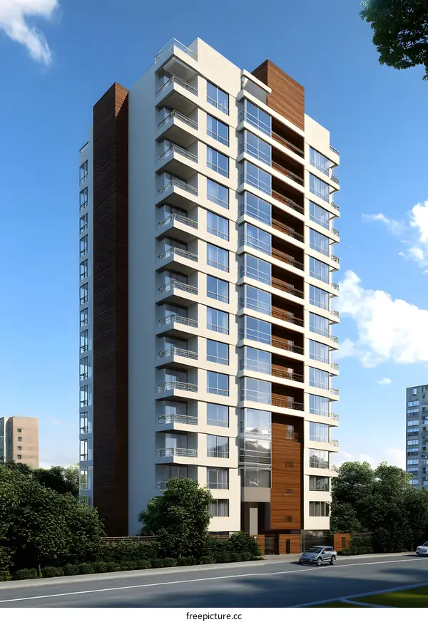 Modern Architecture Building With Balconies