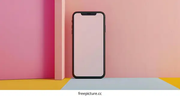 Blank Screen Smartphone Mockup With Colored Background