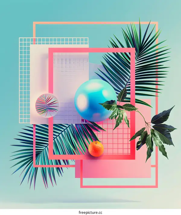 Abstract Summer Palm Leaf Geometric Shape Minimalist Design